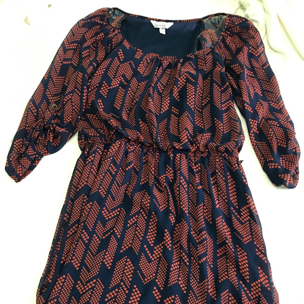 Orange and Navy Blue Dress