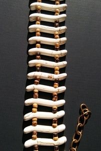 Natural Stone Amber Wood/Solid Brass Bracelet