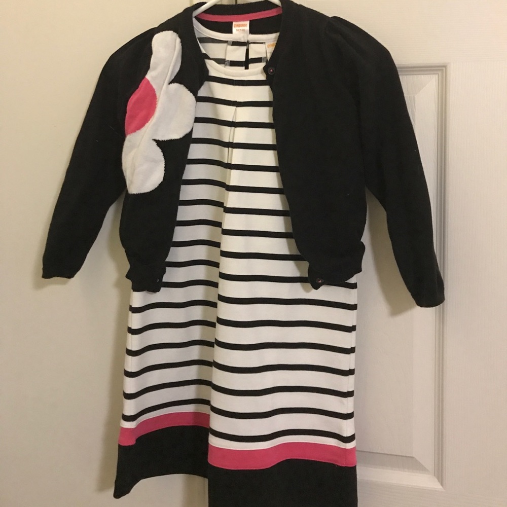 Gymboree black and white dress with sweater