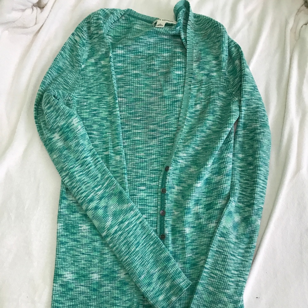 Aqua and White Cardigan