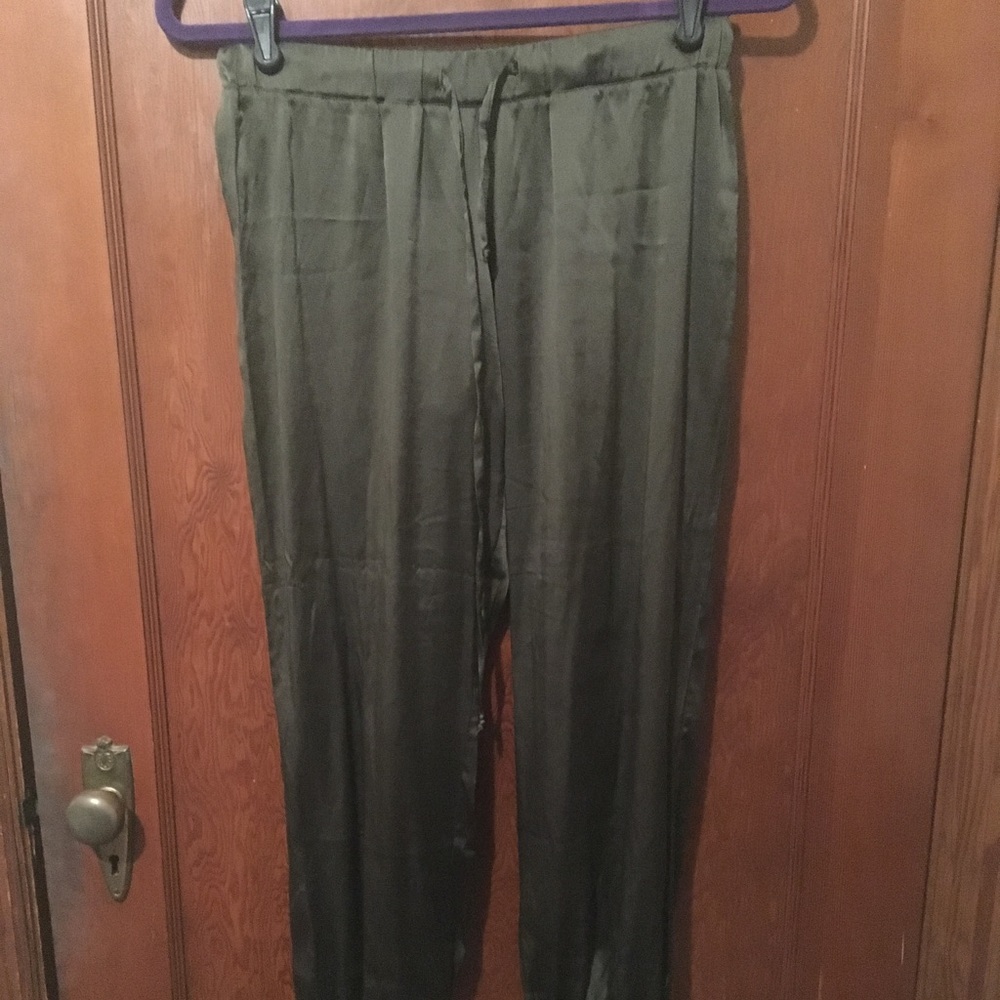 Maggie ward olive green silk joggers