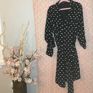 EXPRESS B/W Polkadot Button Down Midi Dress