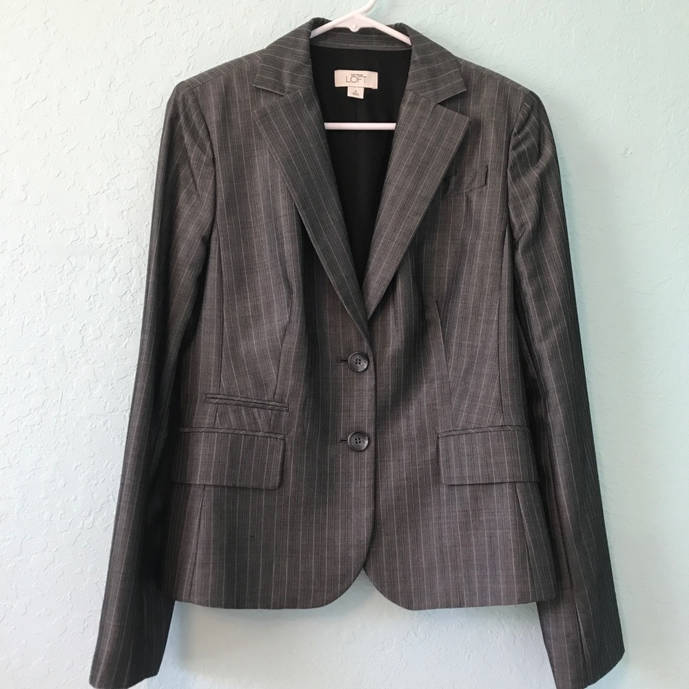 Pinstriped Gray Ann Taylor Blazer