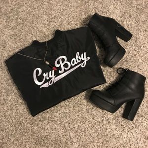 Satin "Cry Baby" Bomber Jacket