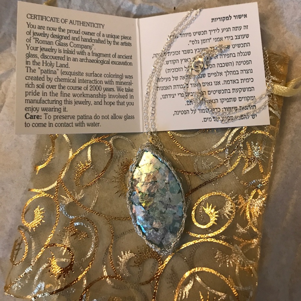 Ancient Roman Glass Marquise Necklace.