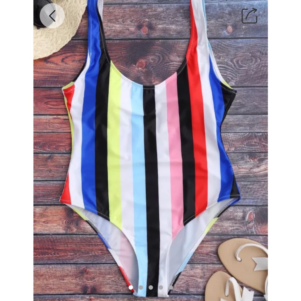 Multi colored striped one piece bathing suit - NWT