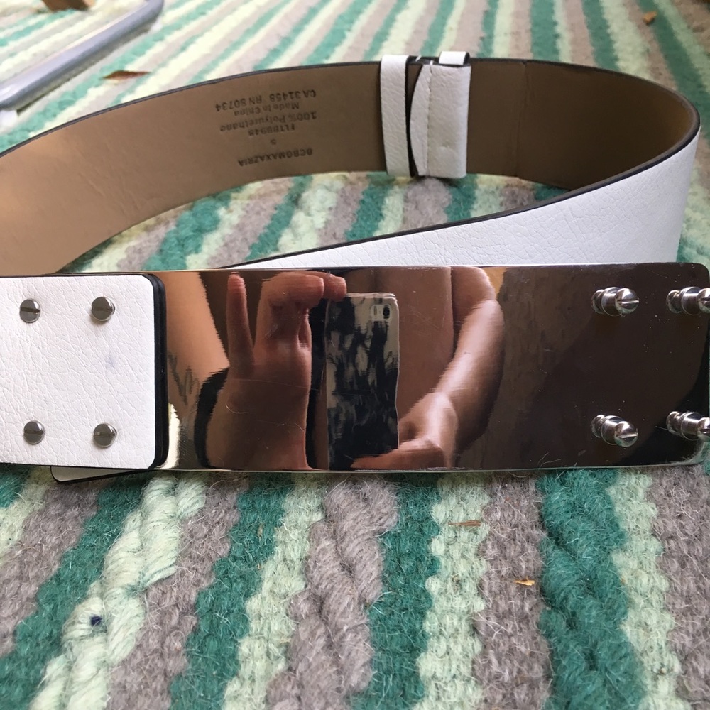 White Metal Buckle Belt