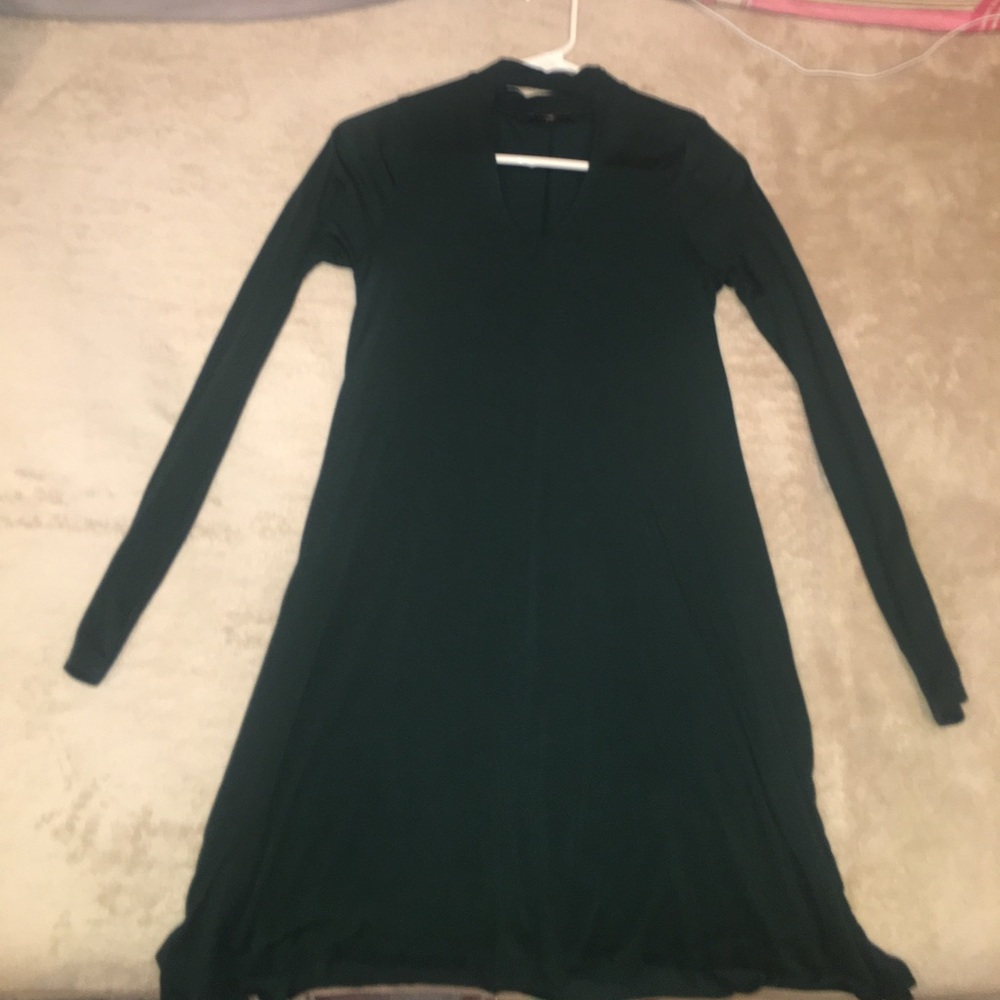 Long sleeve dark green dress