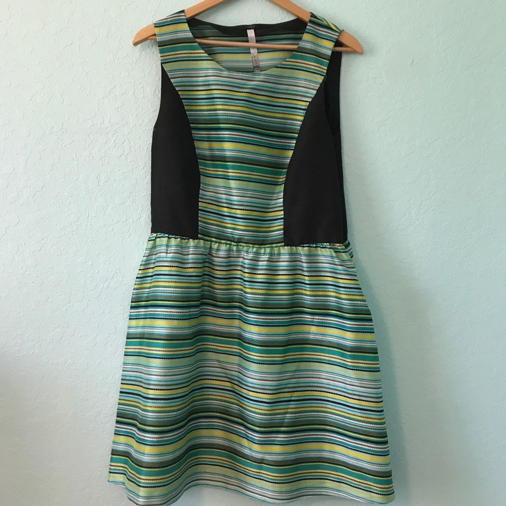 Green and Black Striped Dress