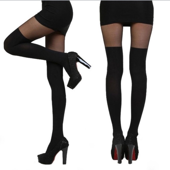 NWOT black sexy strappy tights (XS/S/M) - Picture 2 of 4
