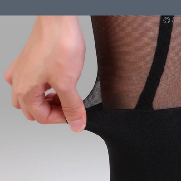 NWOT black sexy strappy tights (XS/S/M) - Picture 3 of 4