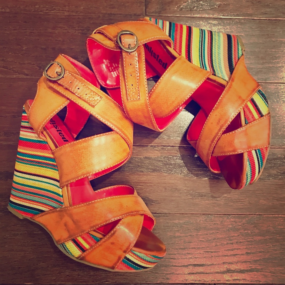 Multicolored Embroidered Wedges