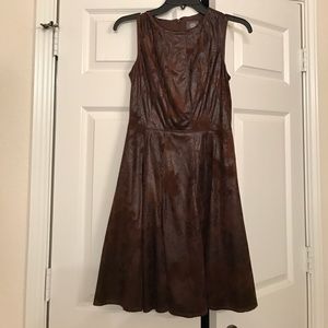 Brown leather/suede look dress