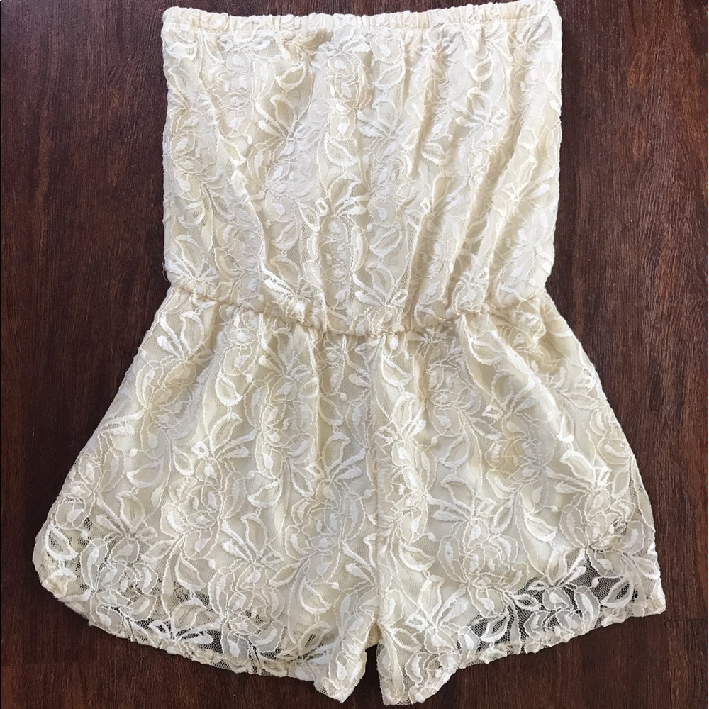 Kirra cream colored lace romper, size M