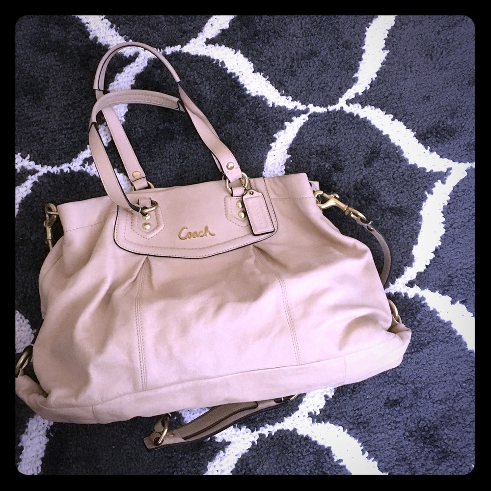 Tan Coach leather bag