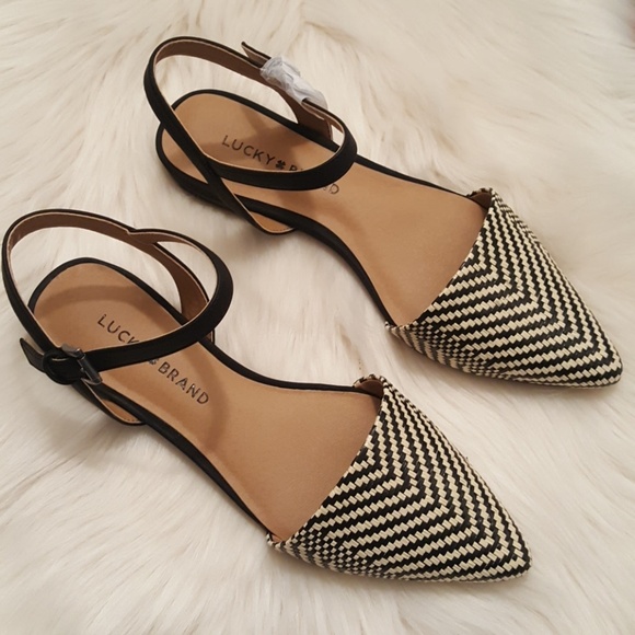 Lucky Brand Shoes - LUCKY BRAND black herringbone pointed toe flats