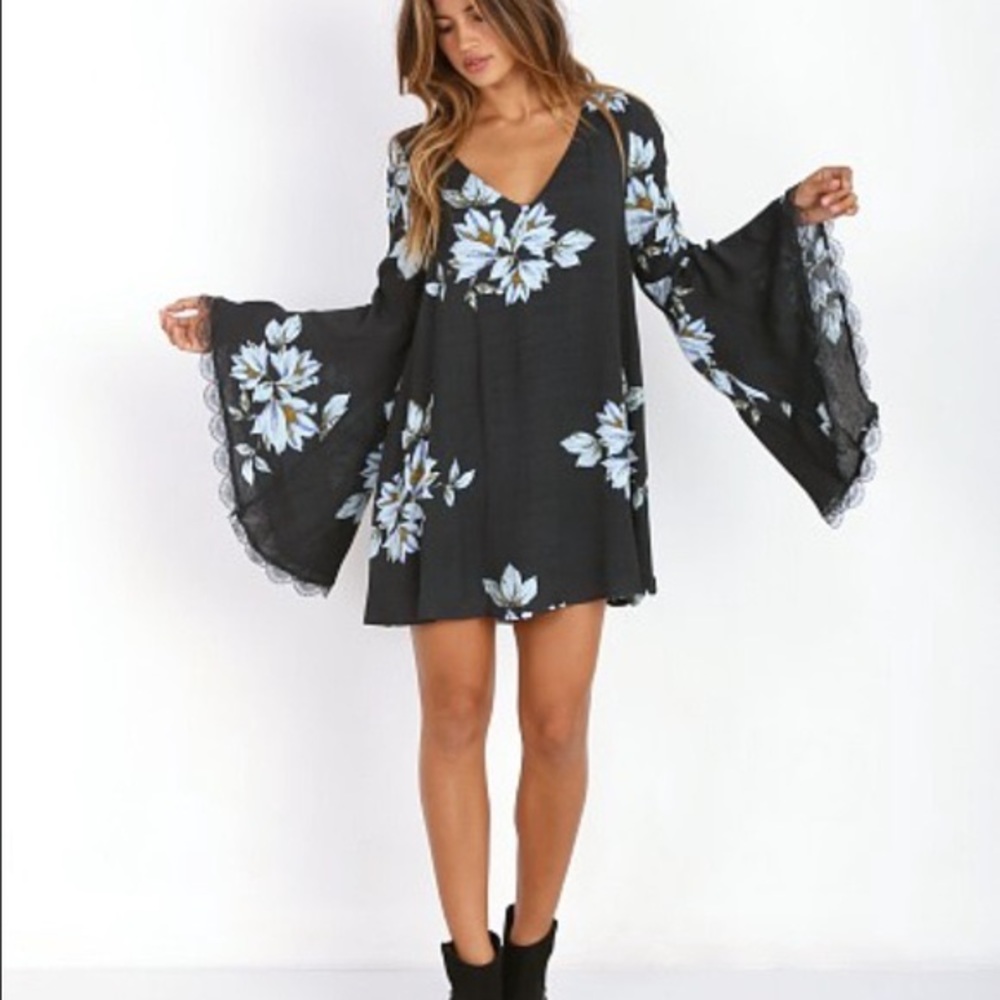 Free People Wanderer Bell Sleeve Tunic Dress
