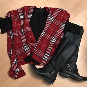 Plaid blanket scarf poncho