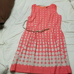 Peach polka dot dress. Tahari. Only worn once