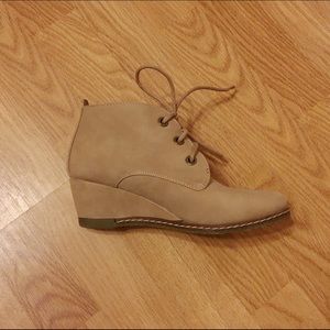 Taupe Wedge Booties