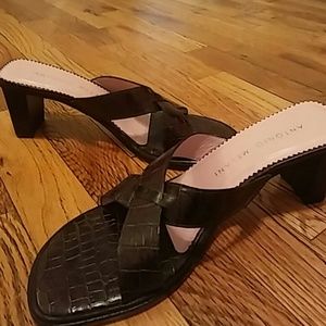 Antonio Melani leather alligator heels sandals