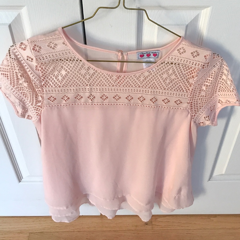 Pale Pink Lace Detail Top