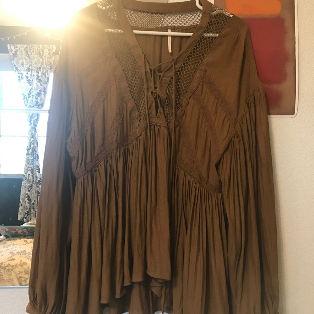 Free People lace up flowy tunic style top