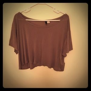 Brown over-sized crop top or off the shoulder crop