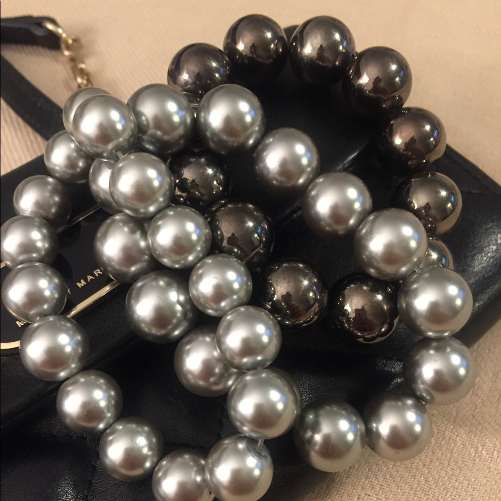 Bracelet trio, silver and charcoal color.