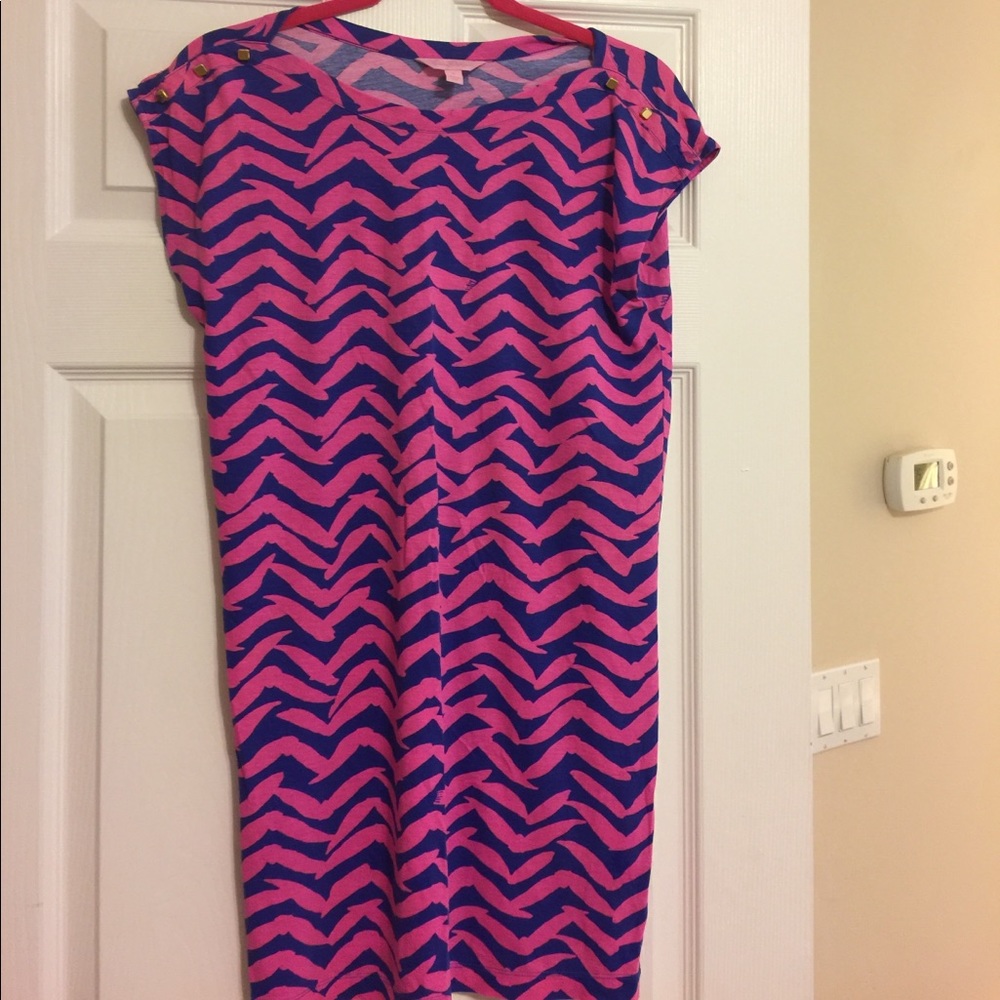 Lilly Pulitzer tshirt dress - navy and hot pink