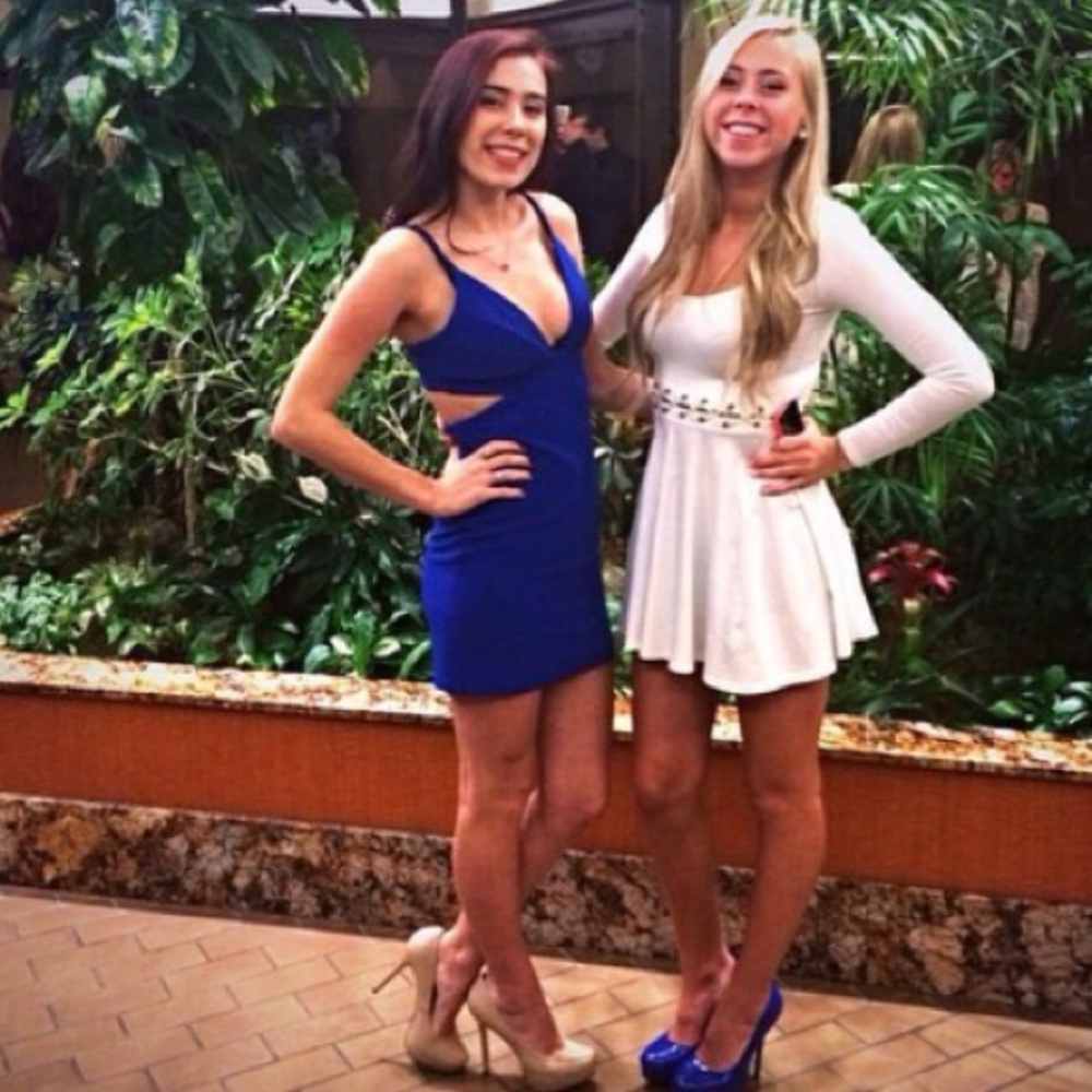 Dark blue cut out body con-dress