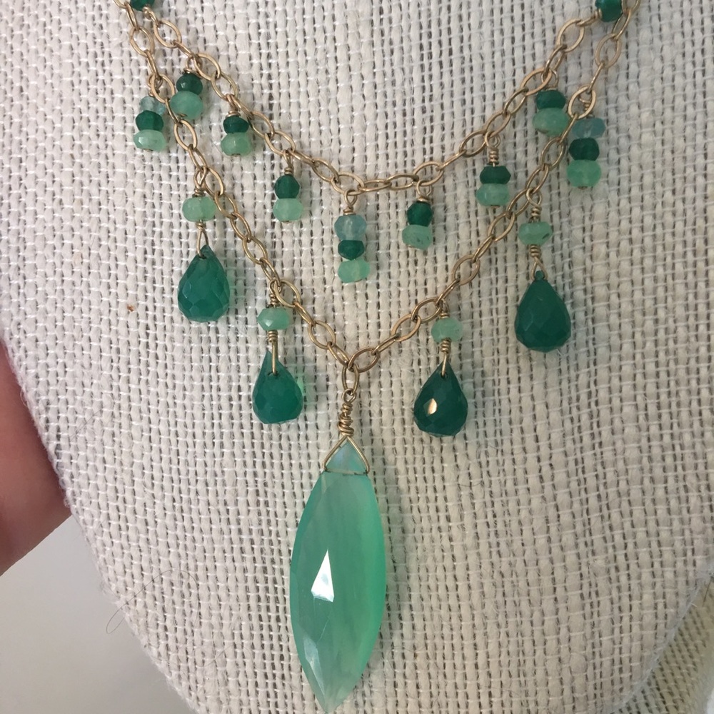 Droplet chalcedony and aventura necklace