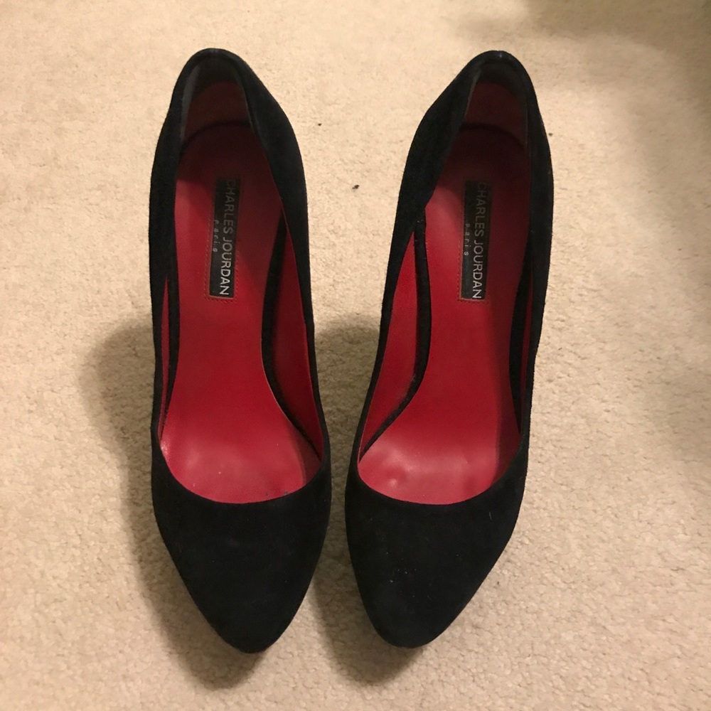 Charles Jourdan black suede pumps