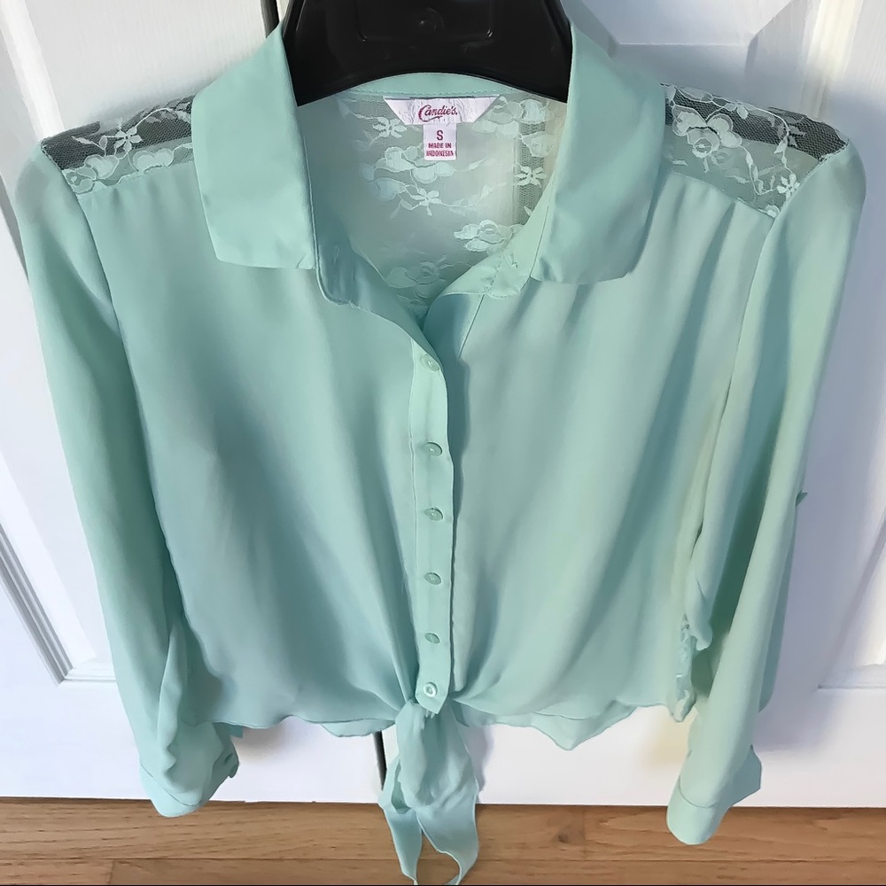 Lace Tie-Front Top by Candie's (Juniors)