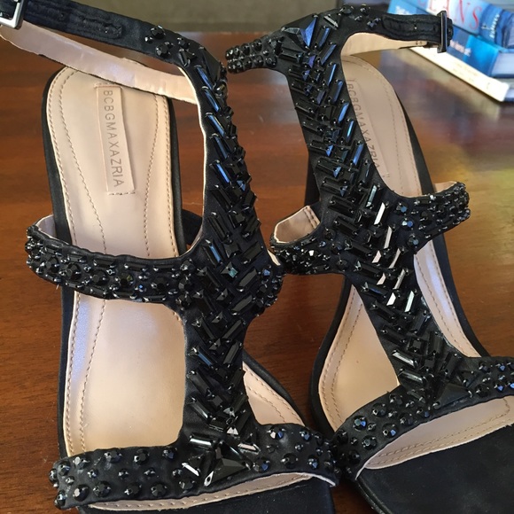 BCBG Max Azria Beaded Black Ping Sandal, 8.5 - Picture 2 of 4