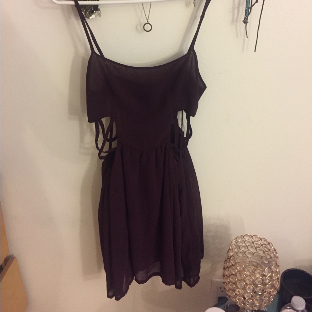 Brandy Melville caged rib plum purple dress