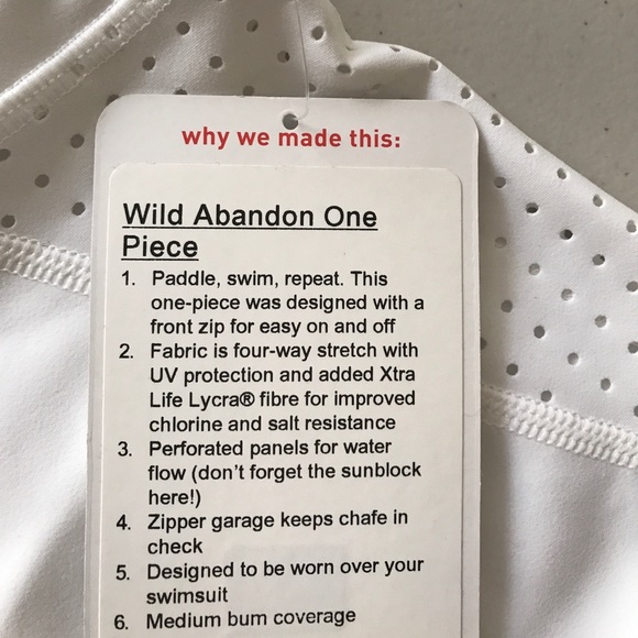 NWT WHITE LULULEMON WILD ABANDON ONE PIECE SWIM - Picture 6 of 8