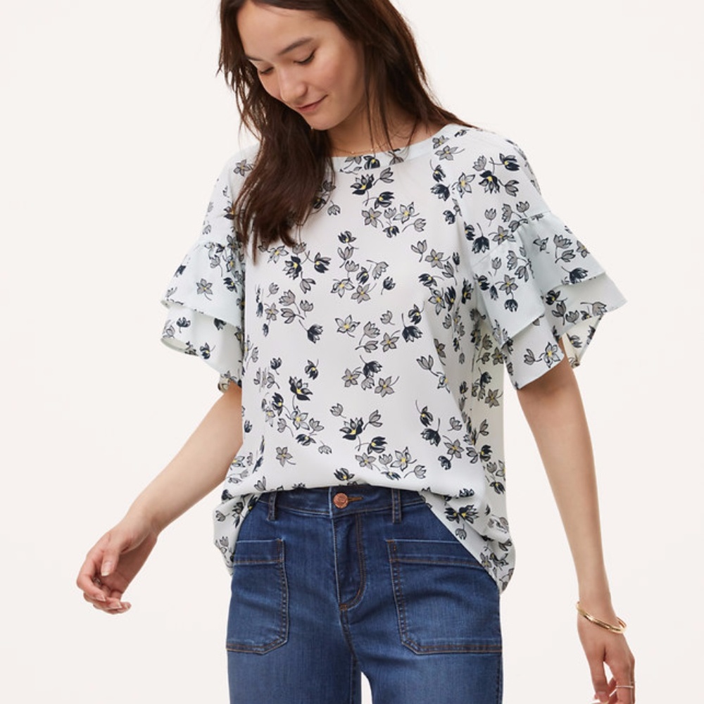 [NWOT] Ann Taylor LOFT Fleur Tiered Sleeve Top