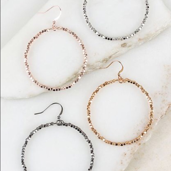 Gold Bead Hoop Earrings - Picture 2 of 2