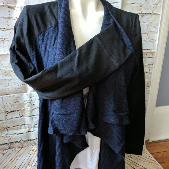 Navy Black Waterfall Cardigan Color Block - Picture 5 of 8