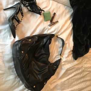 Black leather hobo Gucci bag
