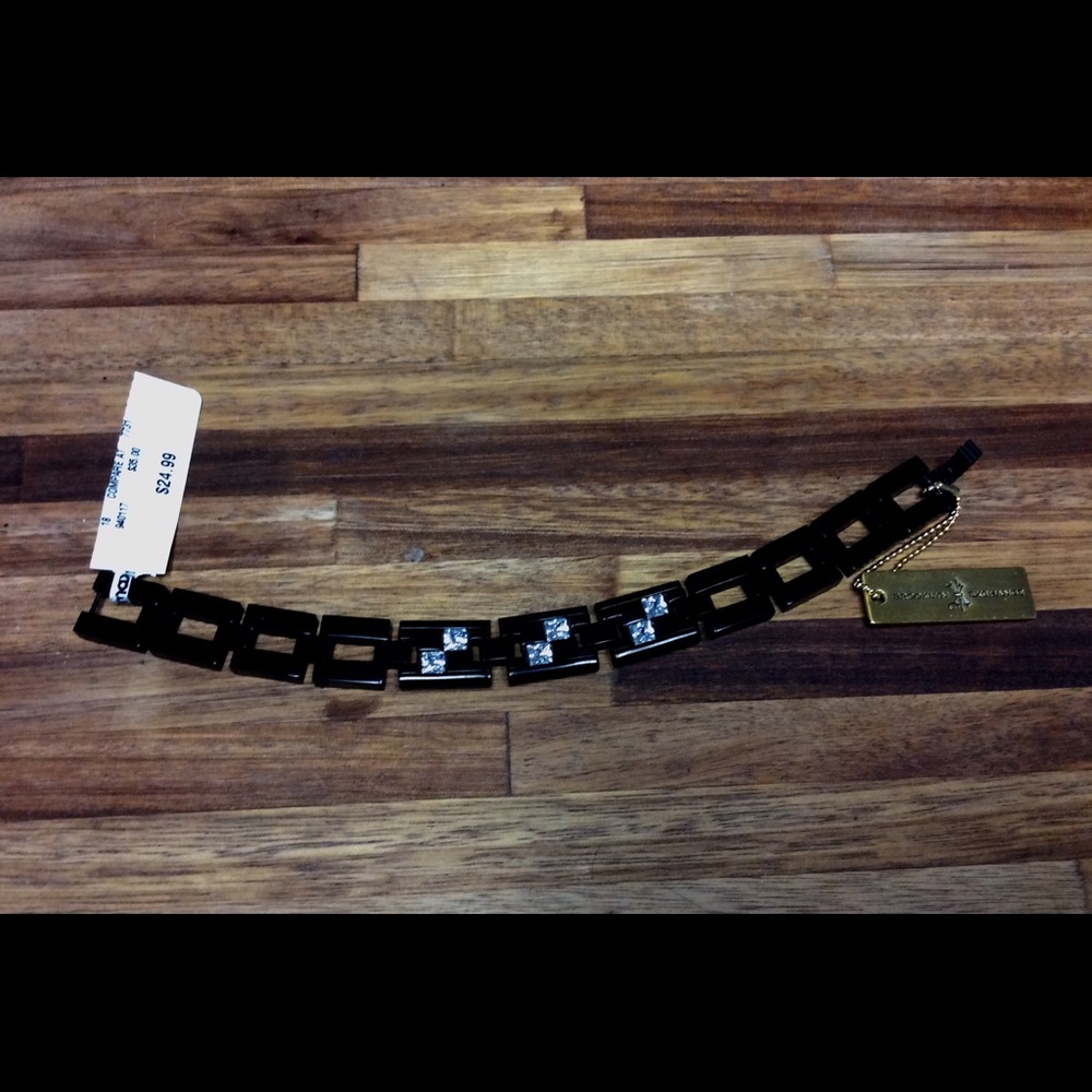 Men's bracelet black & rhinestones,Brooklyn Exchge