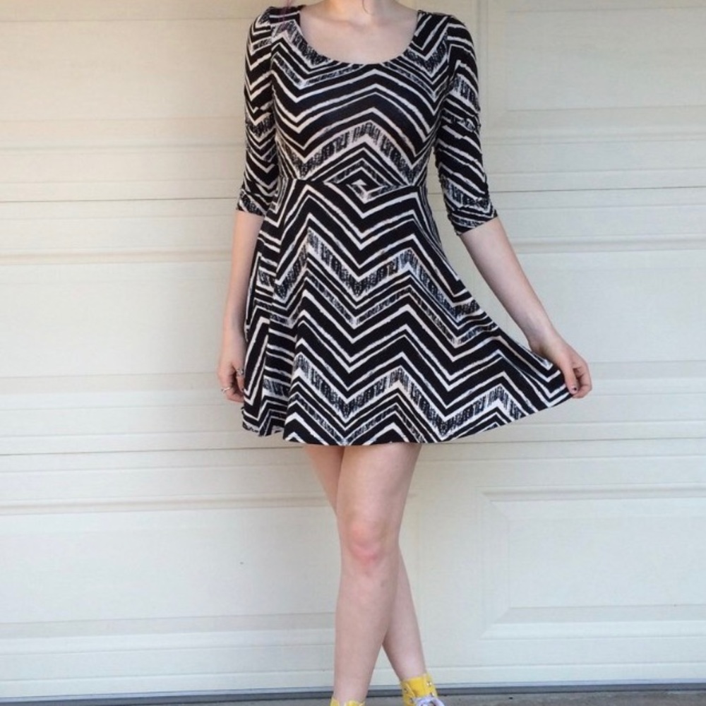 Black And White cut out Skater Dress