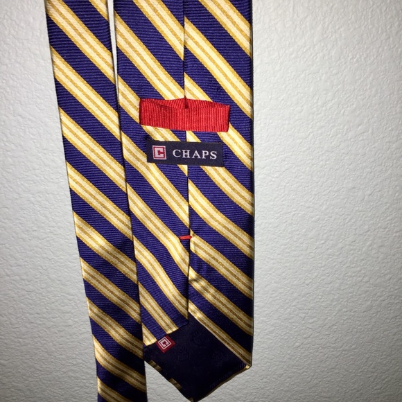 Chaps blue and yellow stripe tie - Picture 3 of 3