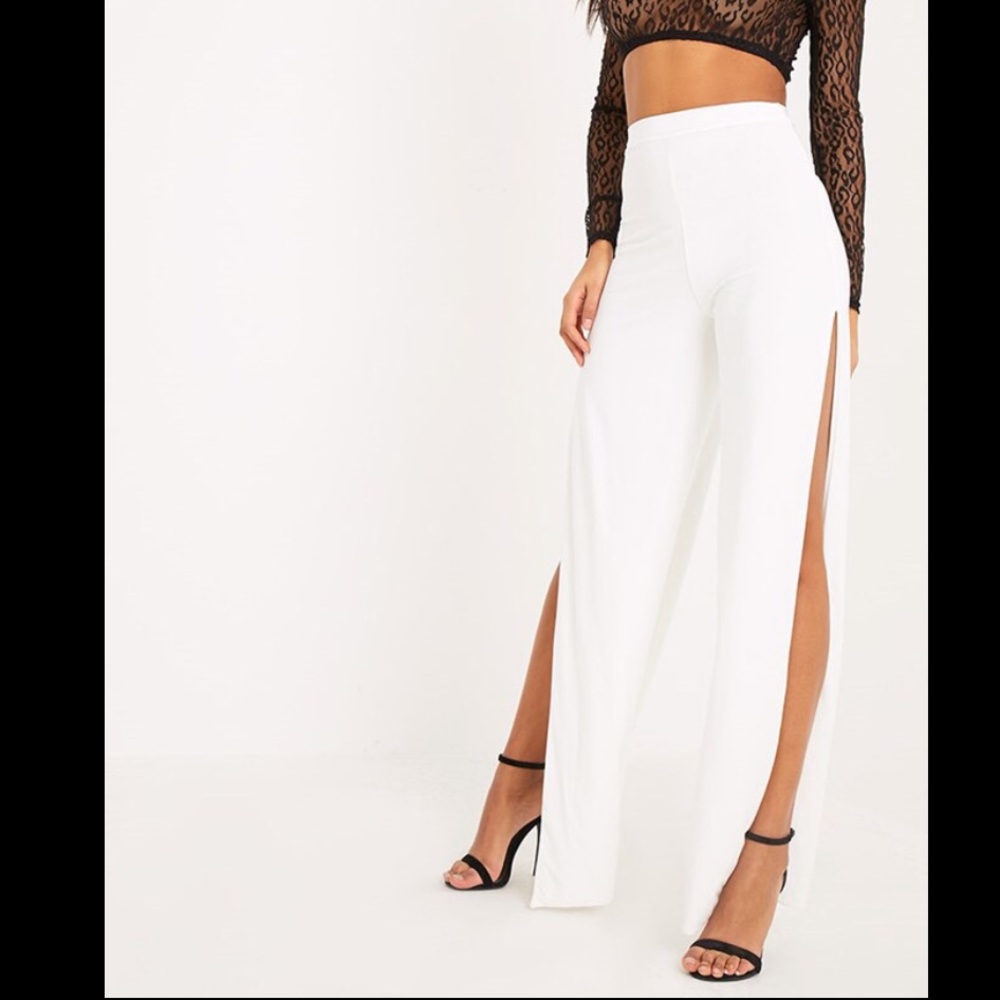 Cream slit pants