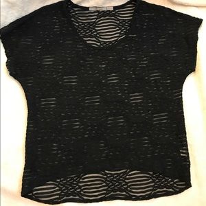 Gibson Black Sheer Top W/ Ribbon-like Detail