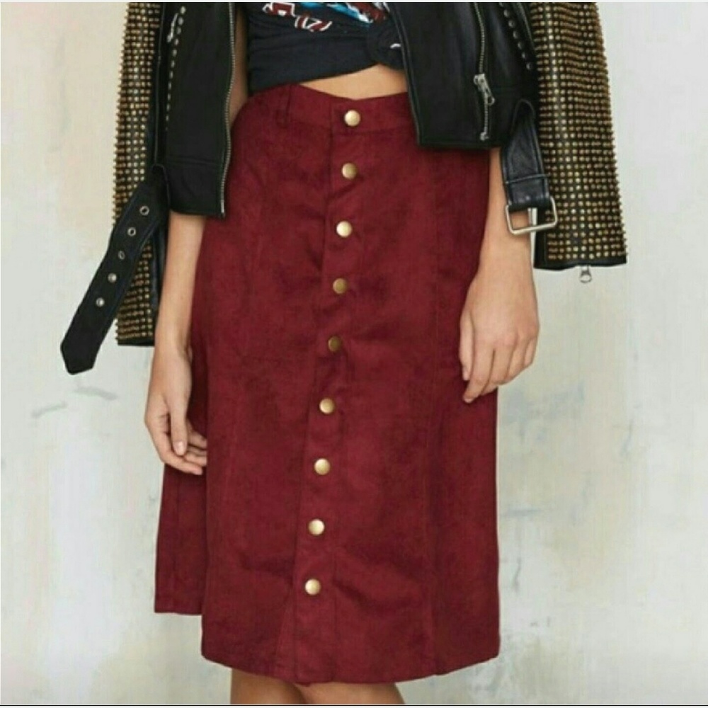 Nwt RE:NAMED midi suede skirt