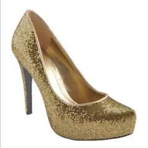 BCBG parade gold candid glitter heels Size 8
