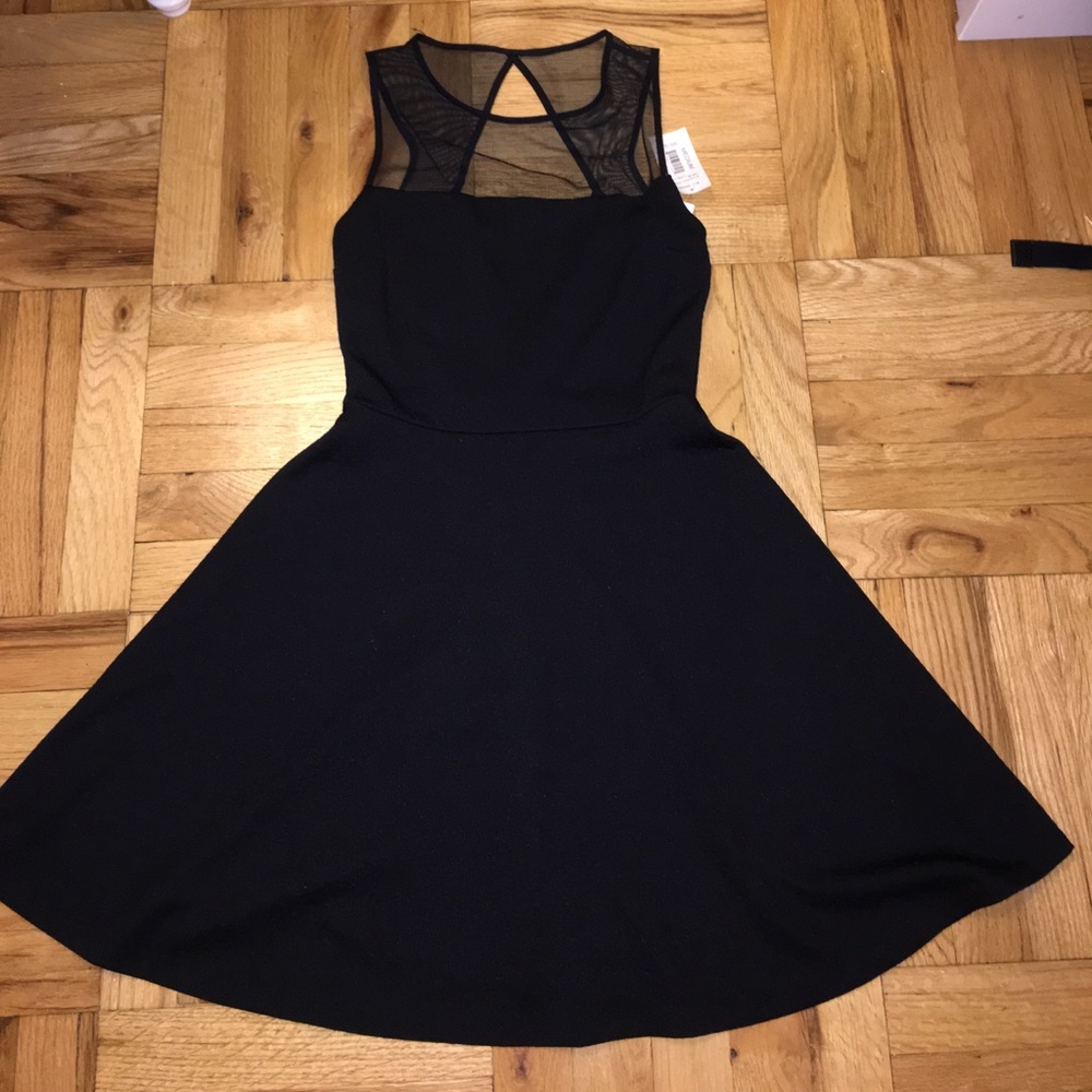 Skater skirt dress with mesh detail