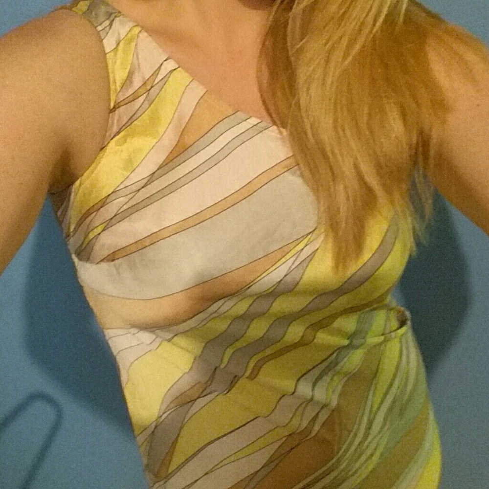 Vintage Bebe One-Shoulder Asymmetrical Silk Dress